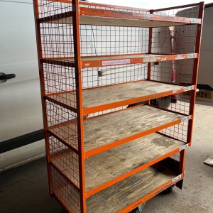 Used Heavy Duty 6 Wheel Stock 6 Shelf Trolley Orange